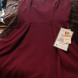 B Darlin Strapless Burgundy Dress